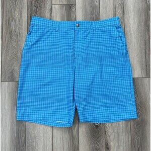 Adidas Ultimate 365 Stretch Golf Shorts Size 36 Blue Plaid Casual Performance